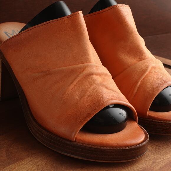 Miz Mooz Sandals WMS SZ EU 37 US 6.5-7 Brown Orange Maybelle Leather Mule Shoes - Picture 5 of 15